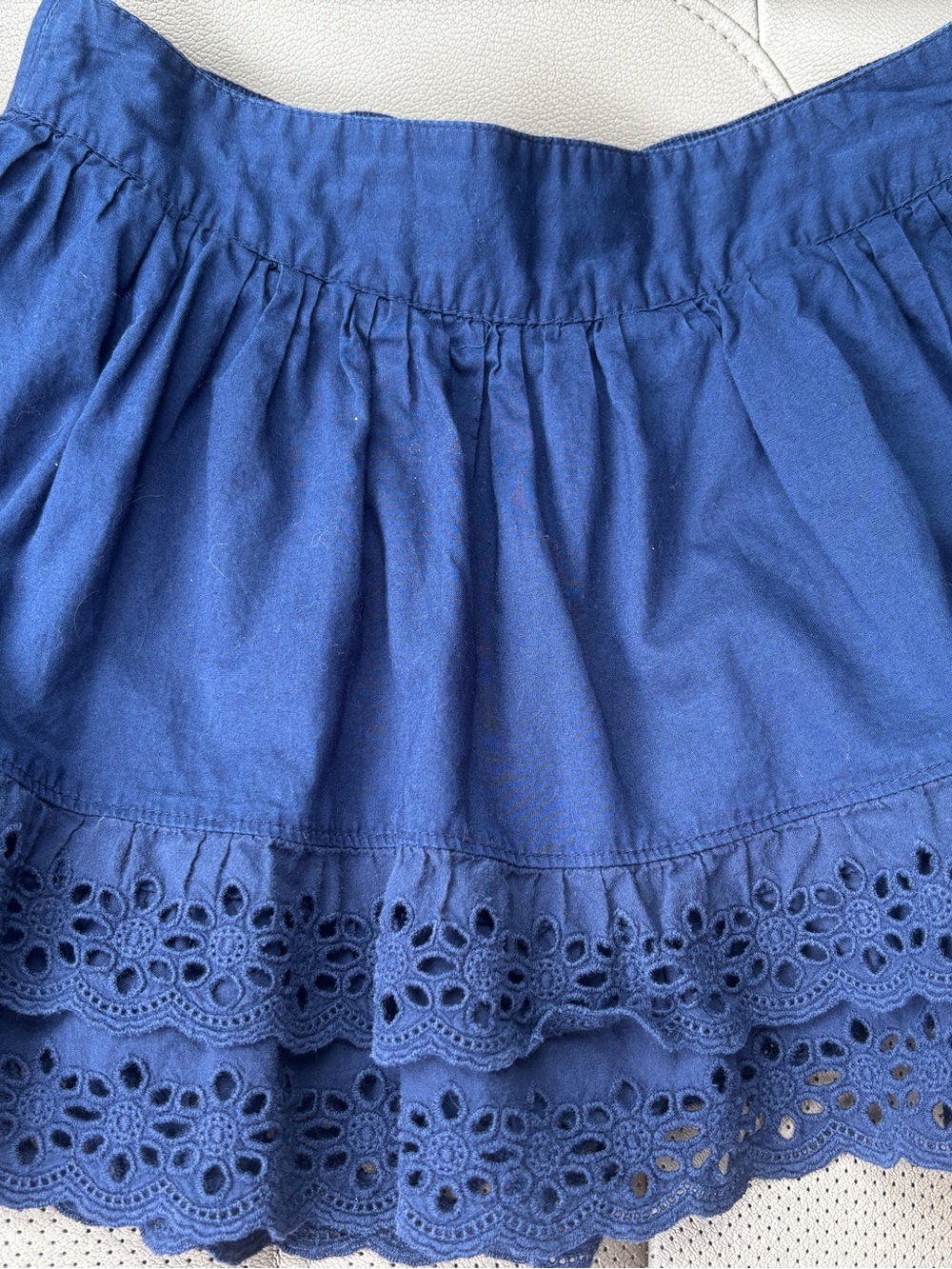 Cherokee 6/6X Navy Blue Eyelet Tiered Cotton Skirt
